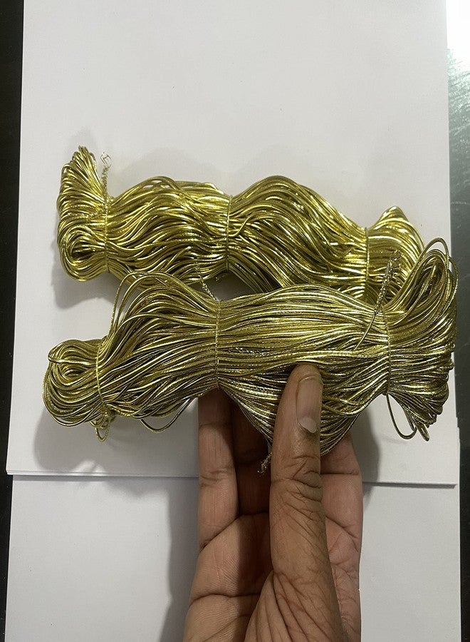 OMX, 1mm Metallic Round Eco-Friendly Rubber Stretch Elastic Cord Bands Rope Jewelry Bracelets Strings for Garment, Craft Making Gift Wrapping (Total 260 Mtr, All Golden) - Image 2